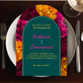 Invitation Fleurs modernes rose vert jaune