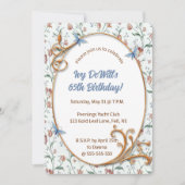 Invitation Fleurs modifiables et papillons bleus (Devant)