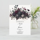 Invitation Fleurs Moody Élégant Mariage Floral (Debout devant)