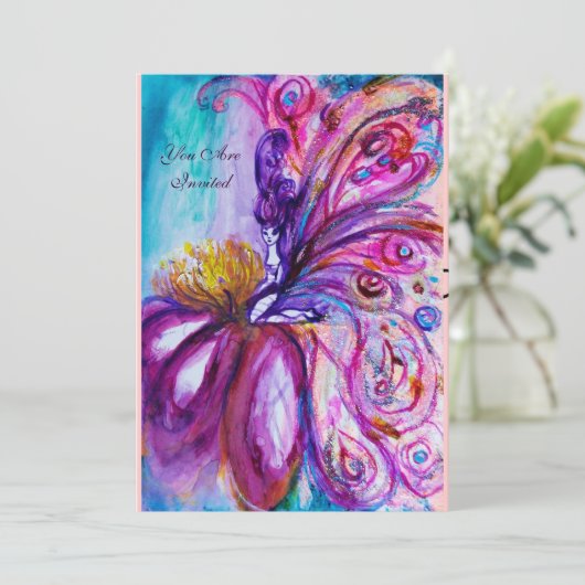 INVITATION FLEURS MORTES BLANCHES EN ROSE, PARKLES D'OR (Debout devant)