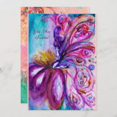 INVITATION FLEURS MORTES BLANCHES EN ROSE, PARKLES D'OR (Devant / Derrière)