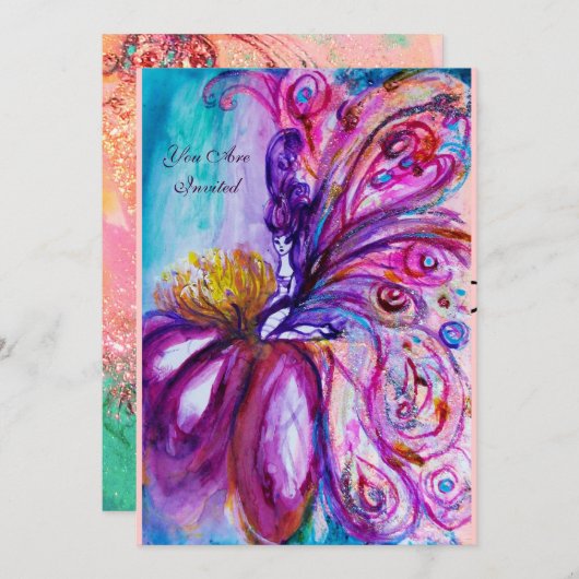 INVITATION FLEURS MORTES BLANCHES EN ROSE, PARKLES D'OR (Devant / Derrière)