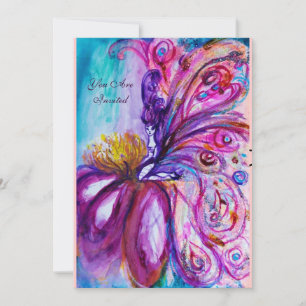 INVITATION FLEURS MORTES BLANCHES EN ROSE, PARKLES D'OR