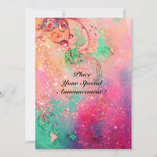 INVITATION FLEURS MORTES BLANCHES EN ROSE, PARKLES D'OR (Dos)