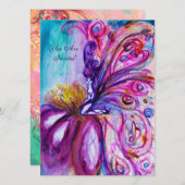 INVITATION FLEURS MORTES BLANCHES EN ROSE, PARKLES D'OR (Devant / Derrière)