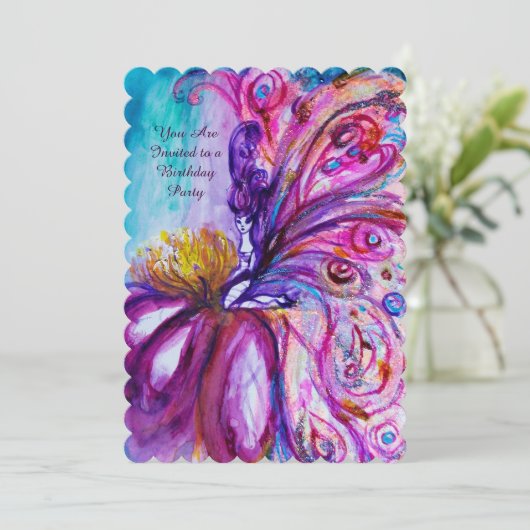 INVITATION FLEURS MORTES BLANCHES EN ROSE, PARKLES D'OR (Debout devant)