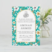 Invitation Fleurs Motif Vert islamique Aqiqa Aqeeqa Baby (Debout devant)