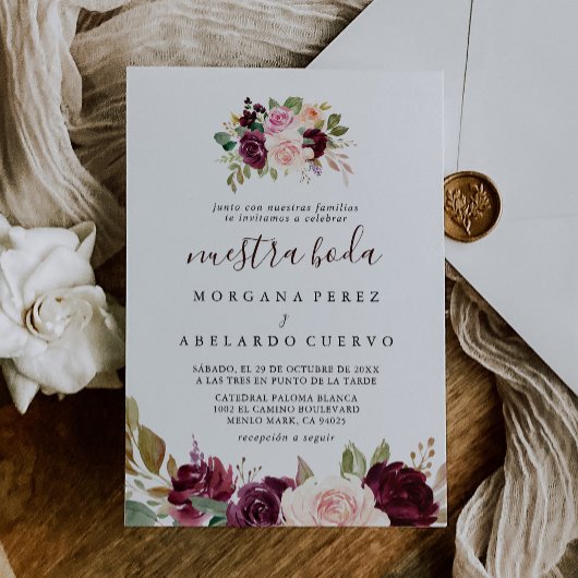 Invitation Fleurs Multicolores Élégantes Nuestra Boda