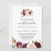 Invitation Fleurs Multicolores Élégantes Nuestra Boda (Devant)