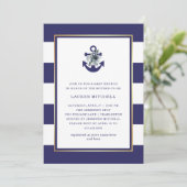 Invitation Fleurs nautiques | Navy Blue Floral Baby Brunch (Debout devant)