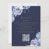 Invitation Fleurs Navy ⎮Élégant Tout en Un (Dos)