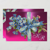 INVITATION FLEURS "NE M'OUBLIEZ PAS" MONOGRAMME FÊTE DE MARIA (Devant / Derrière)