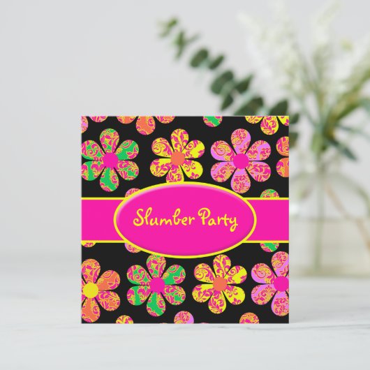 Invitation Fleurs Neon Damask (Debout devant)