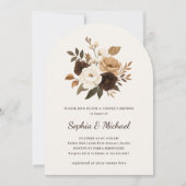 Invitation Fleurs neutres et brunes | Shower pour couples (Devant)