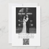 Invitation Fleurs Noir Blanc Code QR Botanique Photo Mariage (Dos)