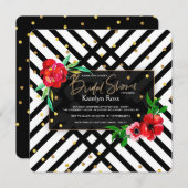 Invitation Fleurs Noir et Blanc (Devant / Derrière)