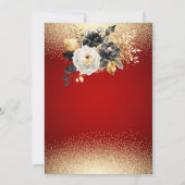 Invitation Fleurs noires Confetti Vin Verre Rouge Retraite (Dos)