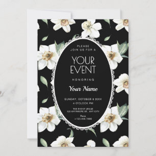 Invitation Fleurs noires et blanches