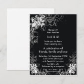 Invitation Fleurs noires et blanches 4,25x5,25 (Devant / Derrière)