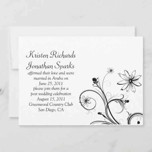 Invitation Fleurs noires et blanches Mariage Celebra (Devant)