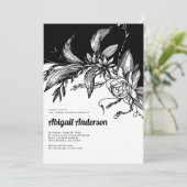 Invitation Fleurs noires et blanches mariage douche nuptiale (Debout devant)