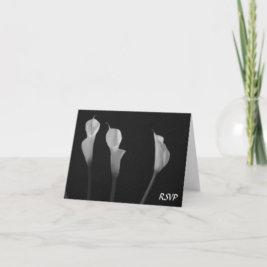 Invitation Fleurs noires et blanches RSVP (Devant)