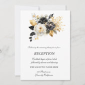 Invitation Fleurs noires et blanches sur fond or (Devant)