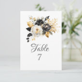 Invitation Fleurs noires et blanches sur fond or (Debout devant)