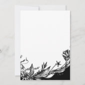 Invitation Fleurs noires et blanches typographie mariage flor (Dos)