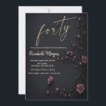 Invitation Fleurs noires gothique 40e anniversaire<br><div class="desc">Fleurs sombres élégantes sur un arrière - plan sombre.</div>