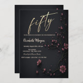 Invitation Fleurs noires gothique 50e anniversaire (Devant / Derrière)