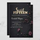 Invitation Fleurs noires gothique 5e anniversaire (Devant / Derrière)