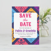 Invitation fleurs noires mexicaine enregistrer la date (Debout devant)