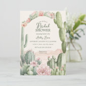 Invitation Fleurs nuptiales Cactus Boho Cowgirl (Debout devant)
