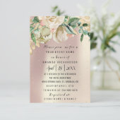 Invitation Fleurs nuptiales or Monnaie Rose or Blush (Debout devant)