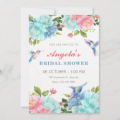 Invitation Fleurs oiseau douche de mariée (Devant)