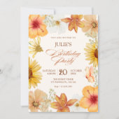 Invitation fleurs orange anniversaire (Devant)