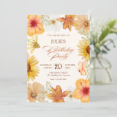Invitation fleurs orange anniversaire (Debout devant)