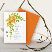 Invitation Fleurs orange, arche et monogramme mariage d'autom