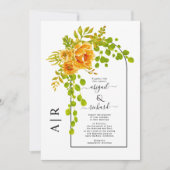 Invitation Fleurs orange, arche et monogramme mariage d'autom (Devant)