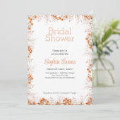 Invitation Fleurs orange Bordure Fête des mariées blanche (Debout devant)