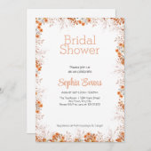 Invitation Fleurs orange Bordure Fête des mariées blanche (Devant / Derrière)