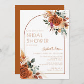 Invitation Fleurs orange brûlées Fête des mariées en herbe Pa (Devant / Derrière)