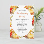 Invitation Fleurs orange de citrouille Dîner de Thanksgiving  (Debout devant)