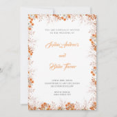 Invitation Fleurs orange délicates Joli Mariage blanc (Devant)