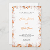 Invitation Fleurs orange délicates Joli Mariage blanc (Devant / Derrière)