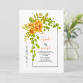 Invitation Fleurs orange et arche mariage couple douche (Debout devant)