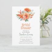 Invitation Fleurs orange et Fête des mariées verte blanche (Debout devant)