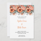 Invitation Fleurs orange et Mariage blanc vert (Devant)