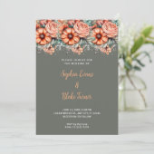 Invitation Fleurs orange et Mariage vert verdoyant (Debout devant)